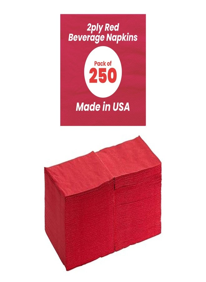Perfectware - PW-2 Ply Red Bev-250 2 Ply Red Beverage Napkins- Pack of 250ct - Image 1